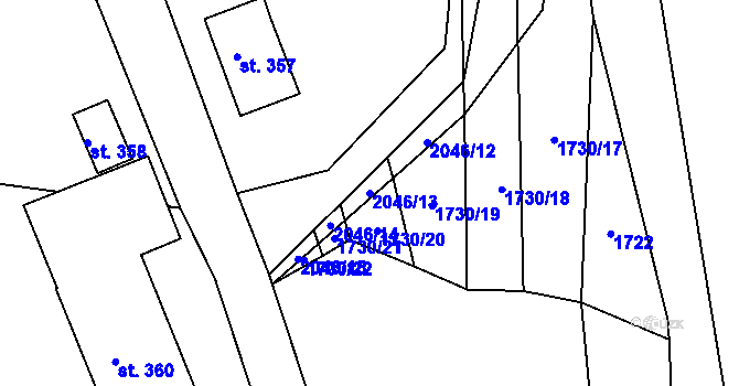 Parcela st. 2046/13 v KÚ Držková, Katastrální mapa