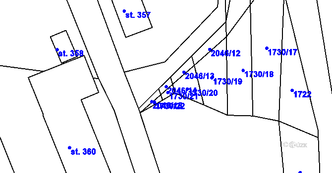 Parcela st. 2046/14 v KÚ Držková, Katastrální mapa