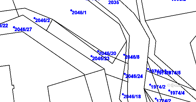 Parcela st. 2046/20 v KÚ Držková, Katastrální mapa