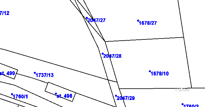Parcela st. 2047/28 v KÚ Držková, Katastrální mapa