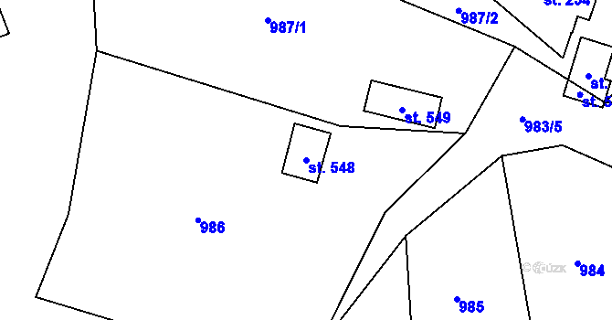 Parcela st. 548 v KÚ Držková, Katastrální mapa