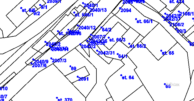Parcela st. 2042/31 v KÚ Držková, Katastrální mapa