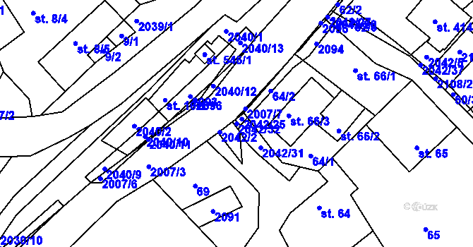 Parcela st. 2042/32 v KÚ Držková, Katastrální mapa