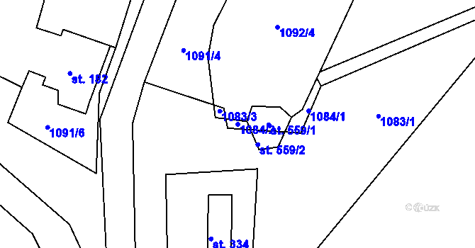 Parcela st. 1084/2 v KÚ Držková, Katastrální mapa