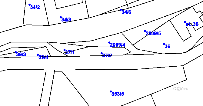 Parcela st. 37/2 v KÚ Držková, Katastrální mapa