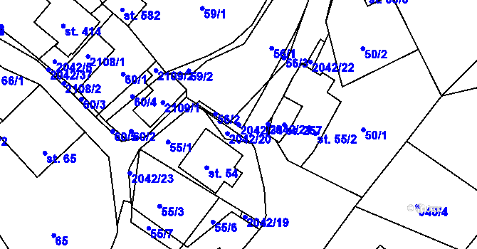 Parcela st. 2042/34 v KÚ Držková, Katastrální mapa