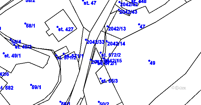 Parcela st. 572/2 v KÚ Držková, Katastrální mapa