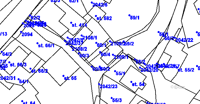 Parcela st. 60/4 v KÚ Držková, Katastrální mapa