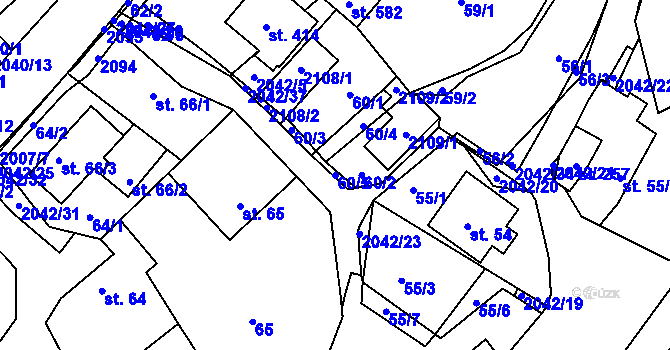Parcela st. 60/5 v KÚ Držková, Katastrální mapa