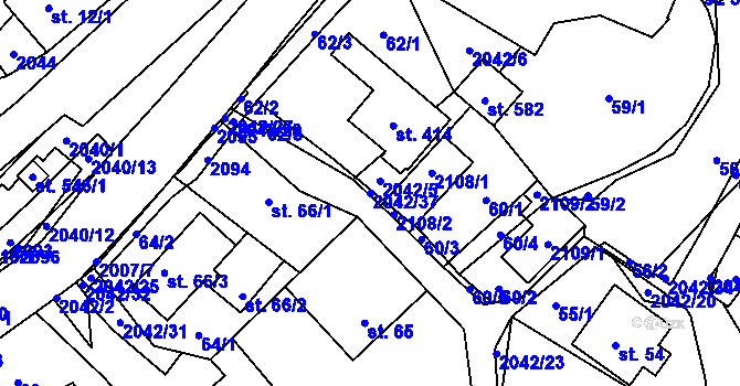Parcela st. 2042/37 v KÚ Držková, Katastrální mapa