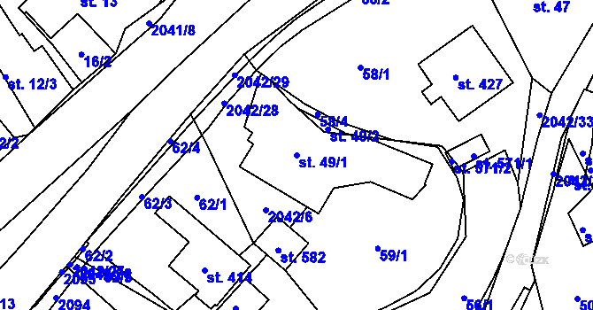 Parcela st. 49/1 v KÚ Držková, Katastrální mapa