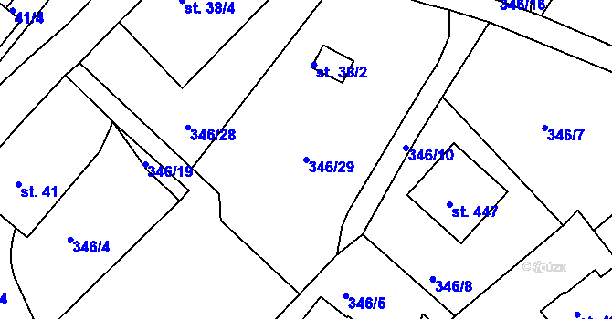Parcela st. 346/29 v KÚ Držková, Katastrální mapa