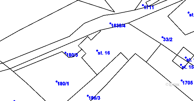Parcela st. 16 v KÚ Brusov, Katastrální mapa