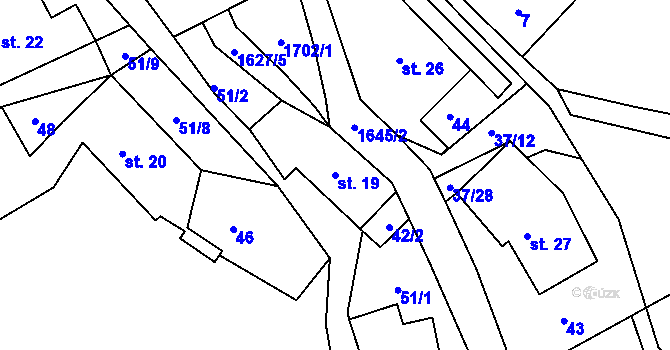 Parcela st. 19 v KÚ Brusov, Katastrální mapa