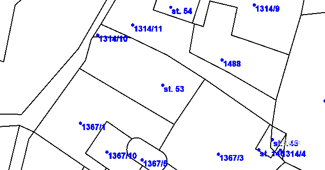 Parcela st. 53 v KÚ Brusov, Katastrální mapa
