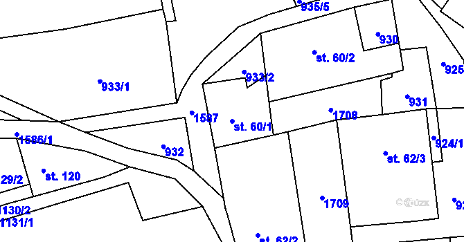 Parcela st. 60/1 v KÚ Brusov, Katastrální mapa