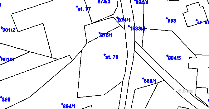 Parcela st. 79 v KÚ Brusov, Katastrální mapa