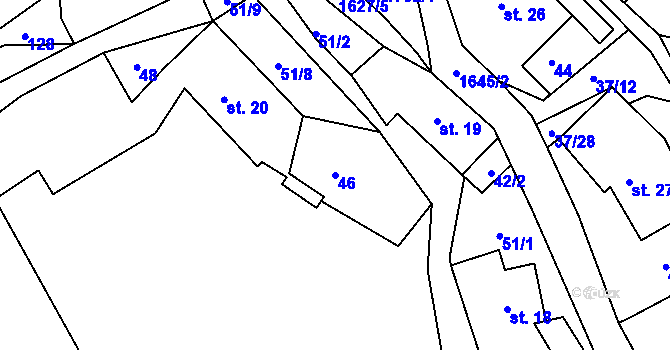 Parcela st. 46 v KÚ Brusov, Katastrální mapa