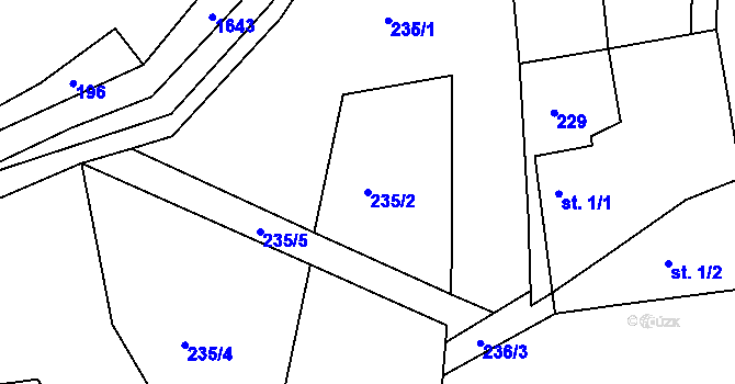 Parcela st. 235/2 v KÚ Brusov, Katastrální mapa