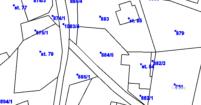 Parcela st. 884/5 v KÚ Brusov, Katastrální mapa
