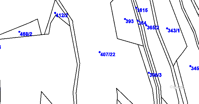 Parcela st. 407/22 v KÚ Brusov, Katastrální mapa