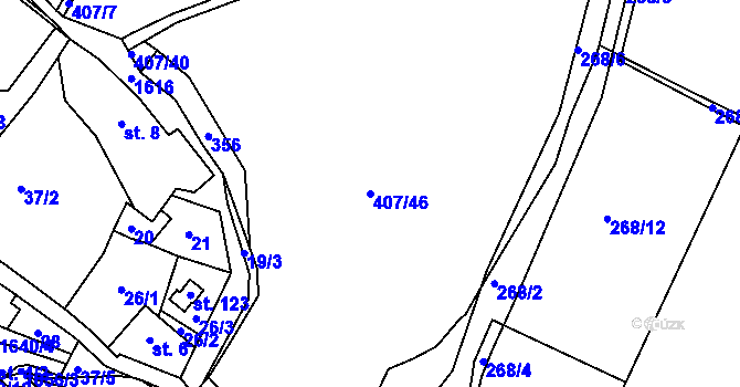 Parcela st. 407/46 v KÚ Brusov, Katastrální mapa