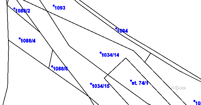 Parcela st. 1034/14 v KÚ Držovice, Katastrální mapa