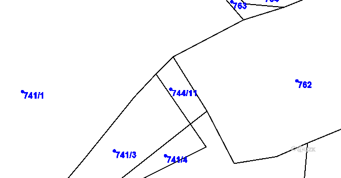 Parcela st. 744/11 v KÚ Držovice, Katastrální mapa