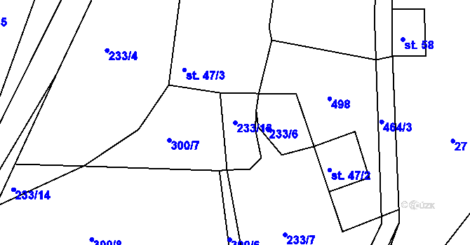 Parcela st. 233/13 v KÚ Starý Týn, Katastrální mapa