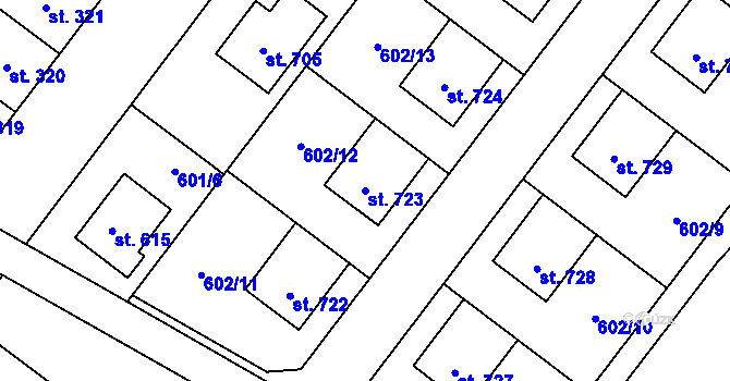 Parcela st. 723 v KÚ Držovice na Moravě, Katastrální mapa