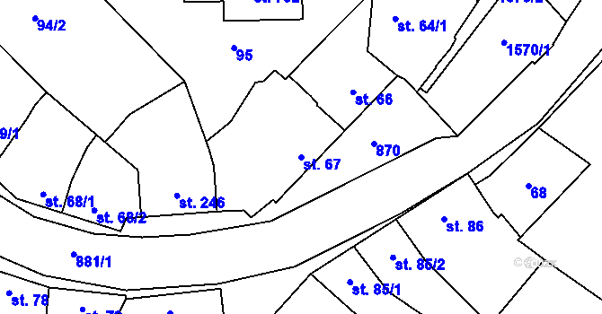 Parcela st. 67 v KÚ Držovice na Moravě, Katastrální mapa