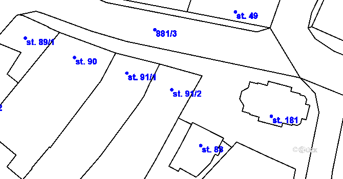 Parcela st. 91/2 v KÚ Držovice na Moravě, Katastrální mapa