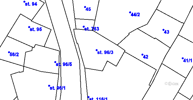 Parcela st. 96/3 v KÚ Držovice na Moravě, Katastrální mapa