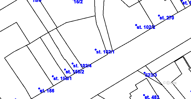 Parcela st. 102/1 v KÚ Držovice na Moravě, Katastrální mapa
