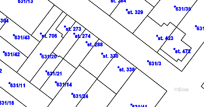 Parcela st. 330 v KÚ Držovice na Moravě, Katastrální mapa