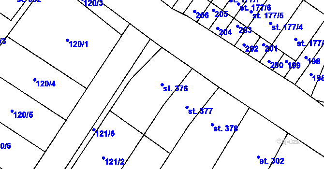Parcela st. 376 v KÚ Držovice na Moravě, Katastrální mapa