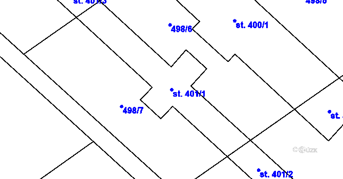 Parcela st. 401/1 v KÚ Držovice na Moravě, Katastrální mapa