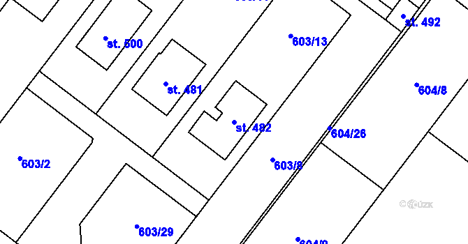 Parcela st. 482 v KÚ Držovice na Moravě, Katastrální mapa
