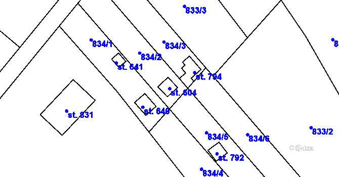 Parcela st. 604 v KÚ Držovice na Moravě, Katastrální mapa