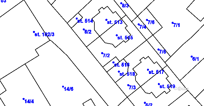 Parcela st. 7/2 v KÚ Držovice na Moravě, Katastrální mapa