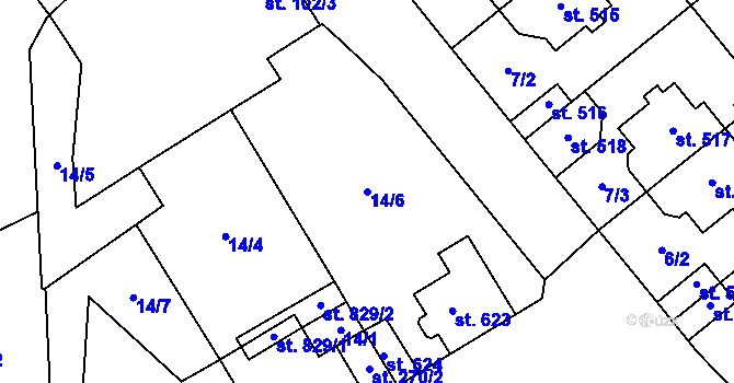 Parcela st. 14/6 v KÚ Držovice na Moravě, Katastrální mapa