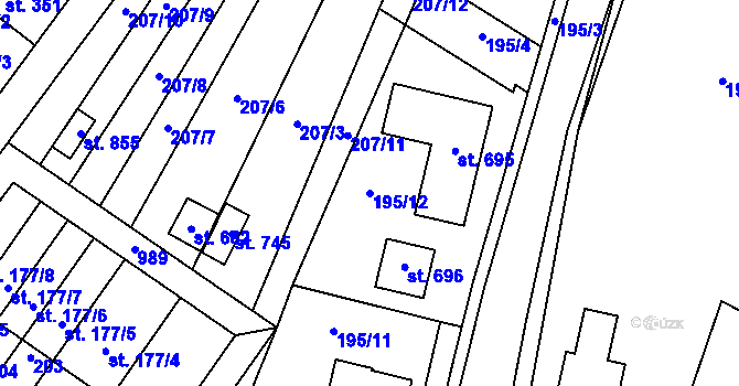 Parcela st. 195/12 v KÚ Držovice na Moravě, Katastrální mapa