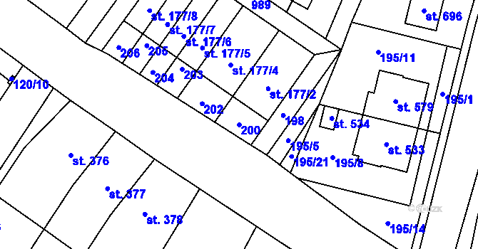 Parcela st. 200 v KÚ Držovice na Moravě, Katastrální mapa