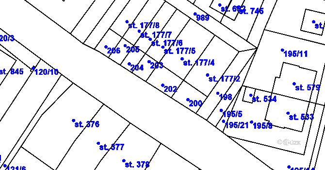 Parcela st. 202 v KÚ Držovice na Moravě, Katastrální mapa
