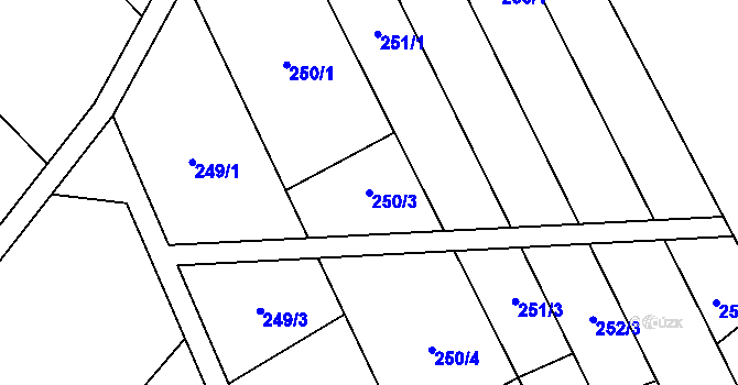 Parcela st. 250/3 v KÚ Držovice na Moravě, Katastrální mapa
