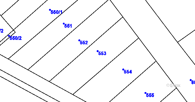 Parcela st. 553 v KÚ Držovice na Moravě, Katastrální mapa