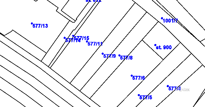 Parcela st. 577/9 v KÚ Držovice na Moravě, Katastrální mapa