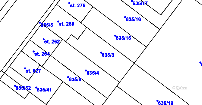 Parcela st. 635/3 v KÚ Držovice na Moravě, Katastrální mapa