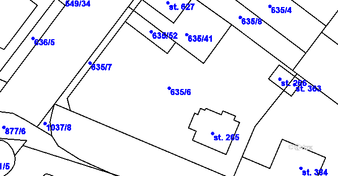 Parcela st. 635/6 v KÚ Držovice na Moravě, Katastrální mapa