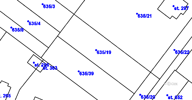 Parcela st. 635/19 v KÚ Držovice na Moravě, Katastrální mapa